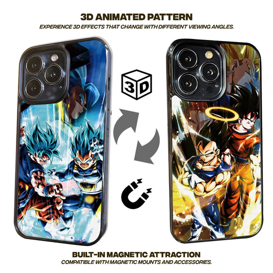 Goku & Vegeta 3D Multi-Angle Pattern iPhone Case - Wireless Charging Compatible