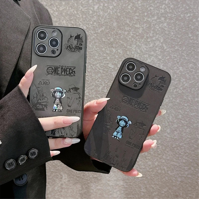 Mini Luffy Emboss Leather iPhone Case