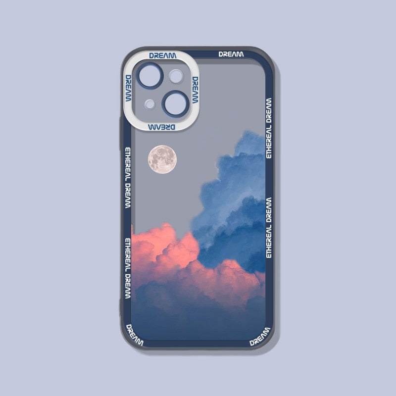 Soft Pink Blue Clouds iPhone Case