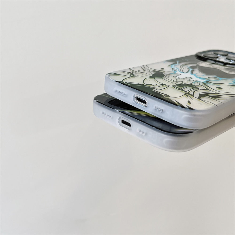 Kakashi Chidori Laser Bling Metal Button iPhone Case