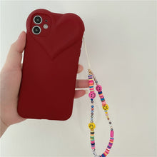 Load image into Gallery viewer, Cute Love Heart iPhone Case With Round Beads Chain
