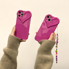 Lade das Bild in den Galerie-Viewer, Cute Love Heart iPhone Case With Round Beads Chain
