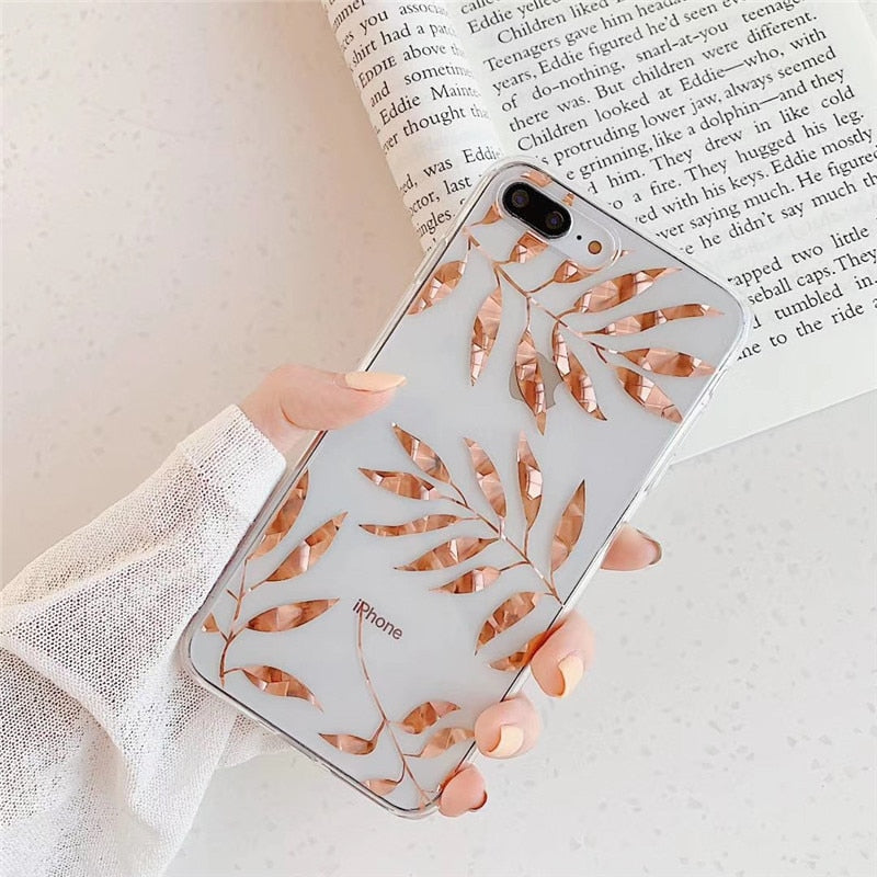 Luxury Gold Plating Leaf iPhone Case