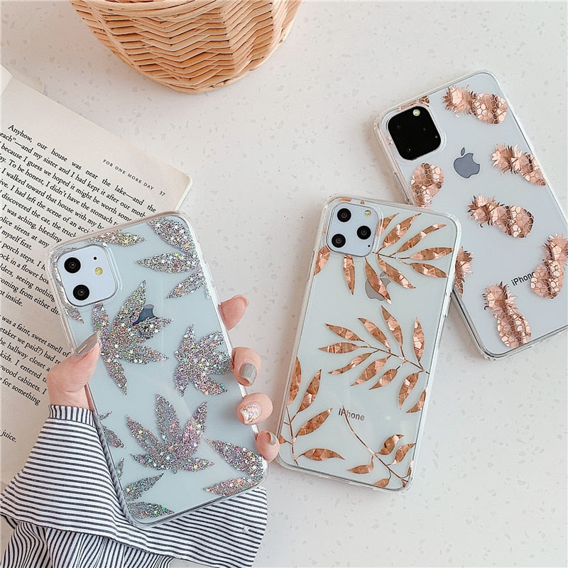 Luxury Gold Plating Leaf iPhone Case