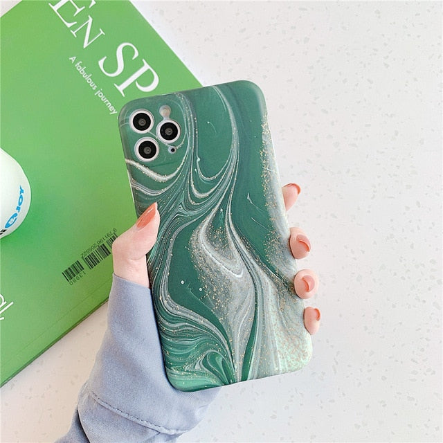 Colorful Marble Forest Green iPhone Case - CaSensei