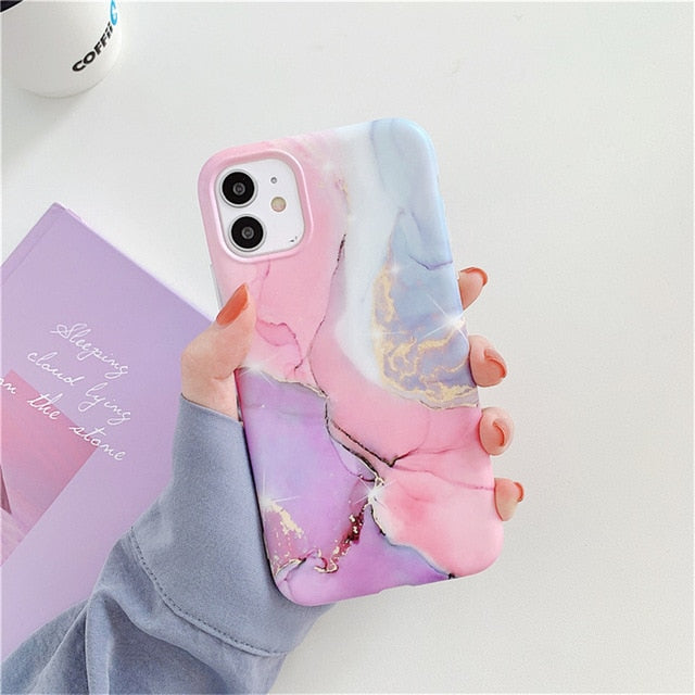 Colorful Marble Purple Pink iPhone Case - CaSensei