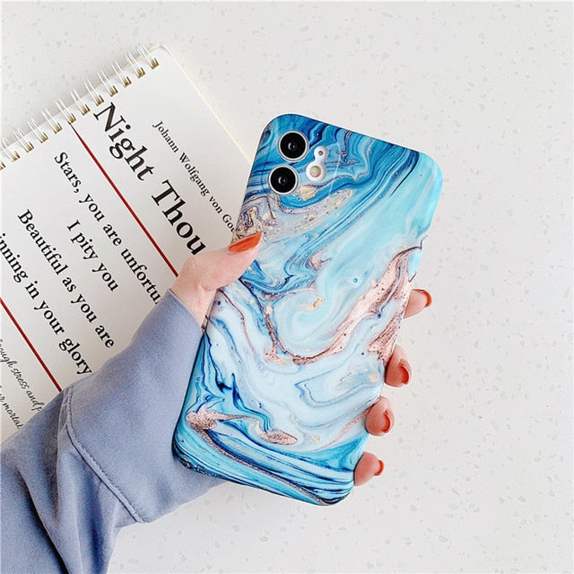Colorful Marble Aqua iPhone Case - CaSensei