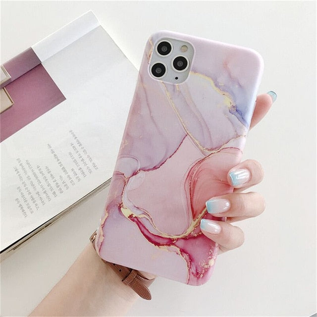 Colorful Marble Soft Pink iPhone Case - CaSensei