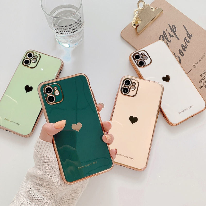 Love Heart Electroplated iPhone Case