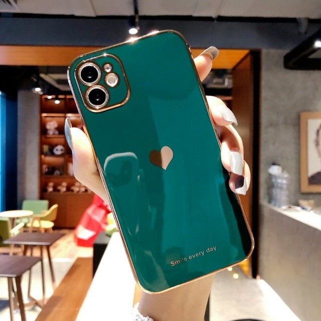 Love Heart Electroplated iPhone Case