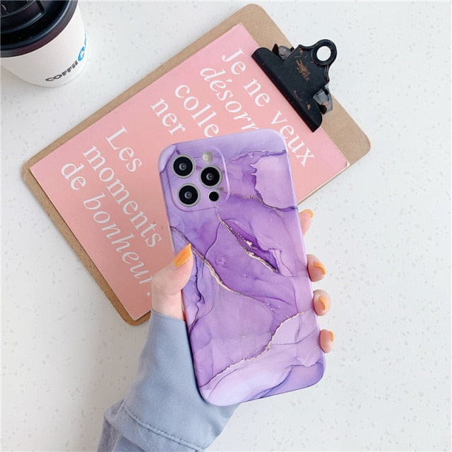 Colorful Marble Violet iPhone Case - CaSensei