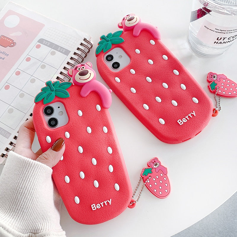 Strawberry With Little Bear iPhone Case