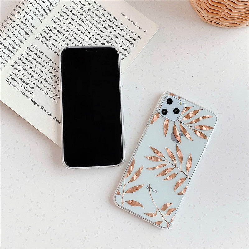 Luxury Gold Plating Leaf iPhone Case