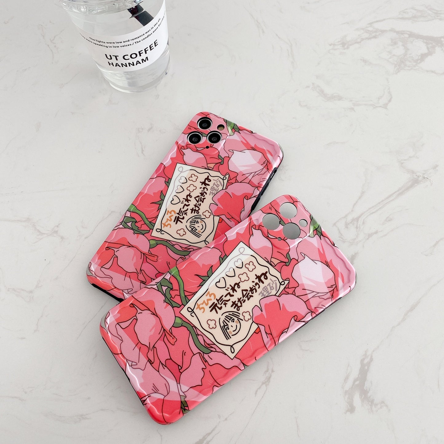 Retro Cute Japanese Pink Rose iPhone Case